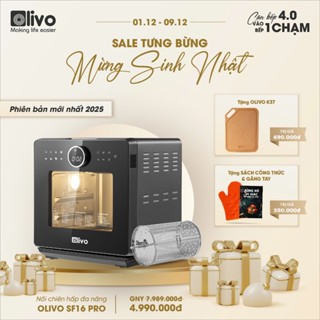 Nồi Chiên Hơi Nước OLIVO SF16 PRO 2025 Chương Trình Cài Sẵn, Dung Tích 16L, Phụ Kiện Trục Xiên Quay, Công Suất 2800W