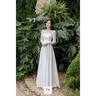 Váy lễ cưới nhà thờ, váy đi bàn dài tay  tiểu thư, dịu dàng cao cấp may theo số đo