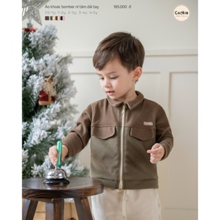 Áo Khoác Bomber COOKIE Nỉ Tăm Dài Tay Cho Bé Size 6 Tháng Đến 5 Tuổi
