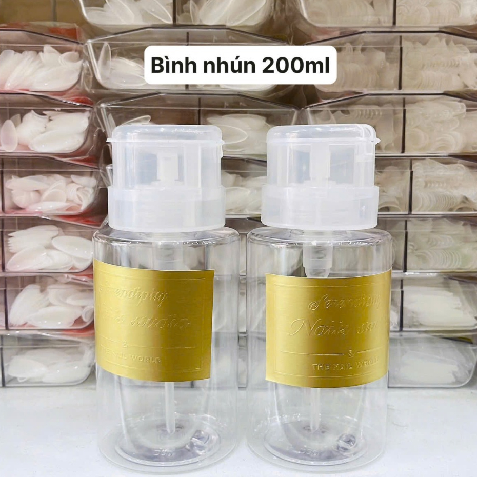 Bình nhún đựng nước lau gel - Lọ đựng dung dịch cồn acetone chuyên dụng làm móng nail chai 200ml