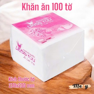 [Chính Hãng] Khăn ăn Bless You Paper napkin vuông 100 tờ dùng cho bàn ăn phòng khách 23x23 cm