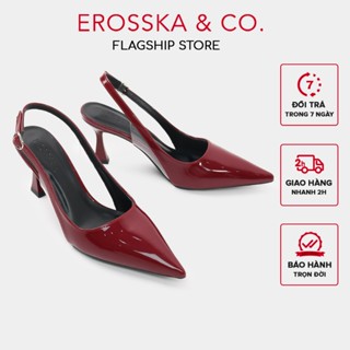 Erosska - Giày cao gót nữ dáng Slingback mũi nhọn kiểu dáng thanh lịch màu đỏ đô 8cm - DOI55