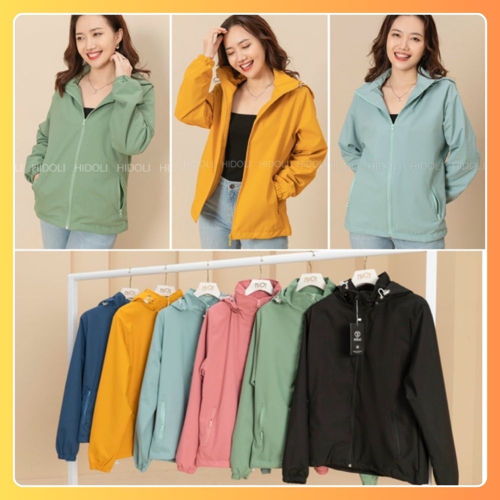 Áo Gió Nữ 2 Lớp Chống Nước Có Khoá Túi,Nón Tháo Rời,áo gió nữ tráng bạc cao cấp