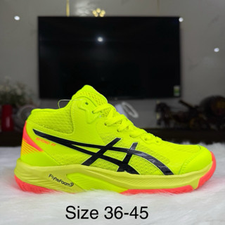 {tặng tất}Giày bóng chuyền cổ cao A.S.I.C.S BEYOND FF nam nữ màu xanh neon mới.đế cao su bền bỉ-bám sân tốt.Siêu êm+nhẹ