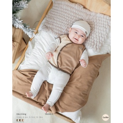 Áo Gile Nỉ Lông Sơ Sinh COOKIE Cho Bé Size Từ 3 Tháng Đến 18 Tháng Tuổi