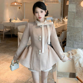  Váy Dạ Tweed Dài Tay Dánh Xòe Đính Nơ Cổ MELLYSTORE Đầm Bánh Bèo Chất Vải Dạ Tweed Cao Cấp  Màu Đẹp Quyến Rũ ,Sang Trọng 