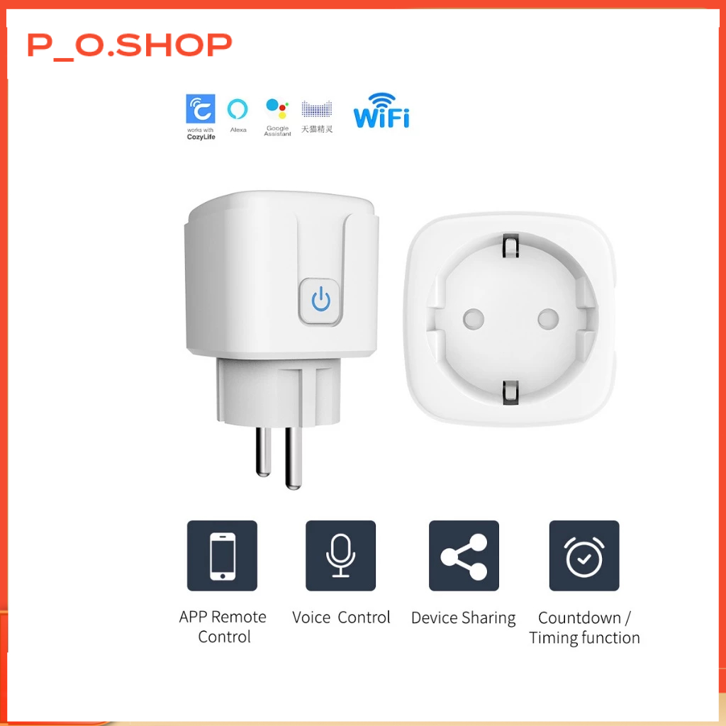 【🔥Rẻ】Ổ Cắm Wifi thông minh Điều Khiển Từ Xa qua Tuya SmartLife Không Dây 16A 20A 220v