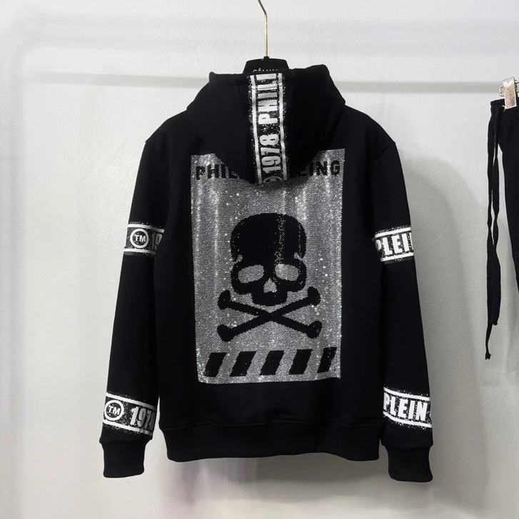 U1- Áo Hoodie PHILIPP Plein kim tuyến in full áo hàng nỉ cao cấp dày dặn, có bo chun Hottrend #2025