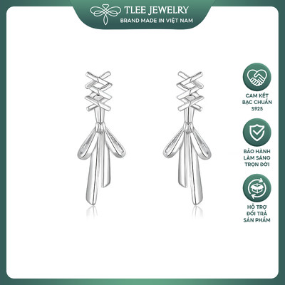 Khuyên tai bạc nữ TLEE xxx tro nơ rủ xinh xắn TLEE JEWELRY B0512