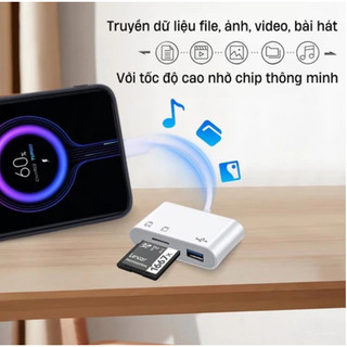 Đầu đọc thẻ nhớ SD TF USB 3 IN 1 dành cho điện thoại IPh tương thích với tất cả các thiết bị họ nhà táo và máy tính bảng