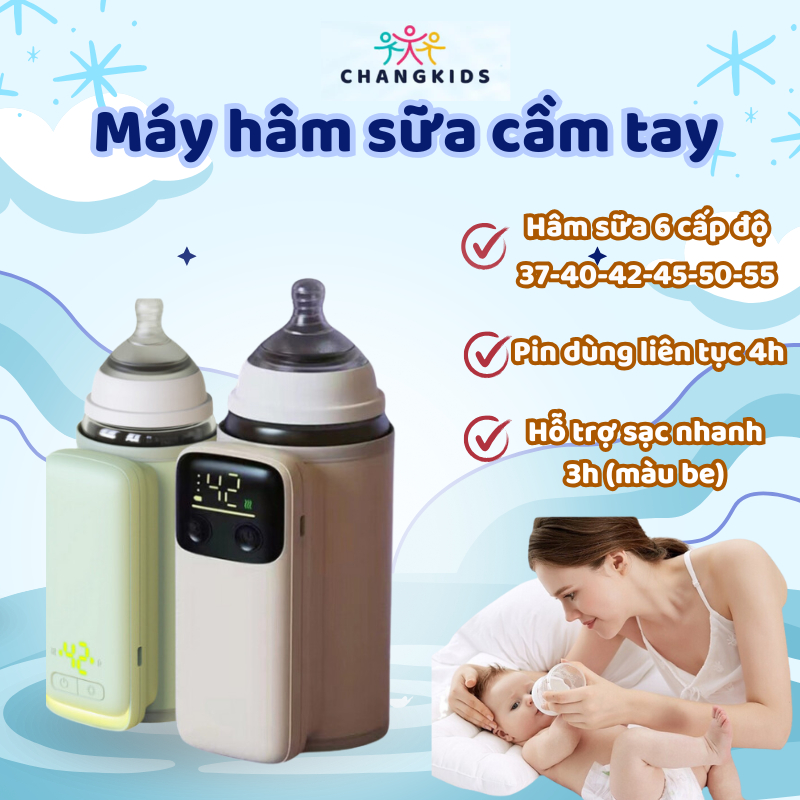 Máy Hâm Sữa Cầm Tay, Máy Ủ Sữa Du Lịch Cầm Tay Finose  Pin 6000/8000mAh Hâm Ủ Sữa 4 Tiếng Mẫu mới 20