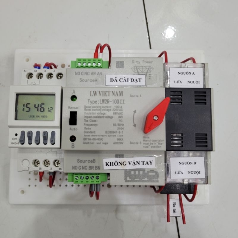 [ 15 Ngày/Lần ] Bộ ATS đảo 2 công tơ - Bộ đảo 2 nguồn điện 100A - Bộ đảo nguồn tự động hàng tháng