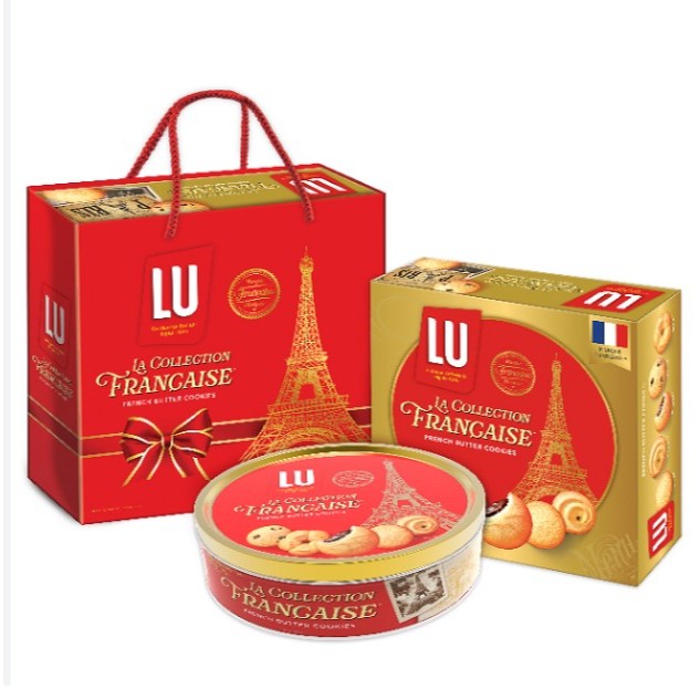[BÁNH KẸO TẾT] Bánh Quy Bơ Lu Thập Cẩm Công Thức Pháp LU Hộp Quà Kèm Túi Xách 708G