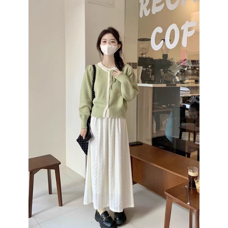 Áo Cadigan Len Nữ, Áo Len Dệt Kim Phối Viền Bèo Cổ 2 Màu Cột Nơ Dáng Vừa Phong Cách Hàn Quốc Dễ Thương Qccc Shopquacam | BigBuy360 - bigbuy360.vn