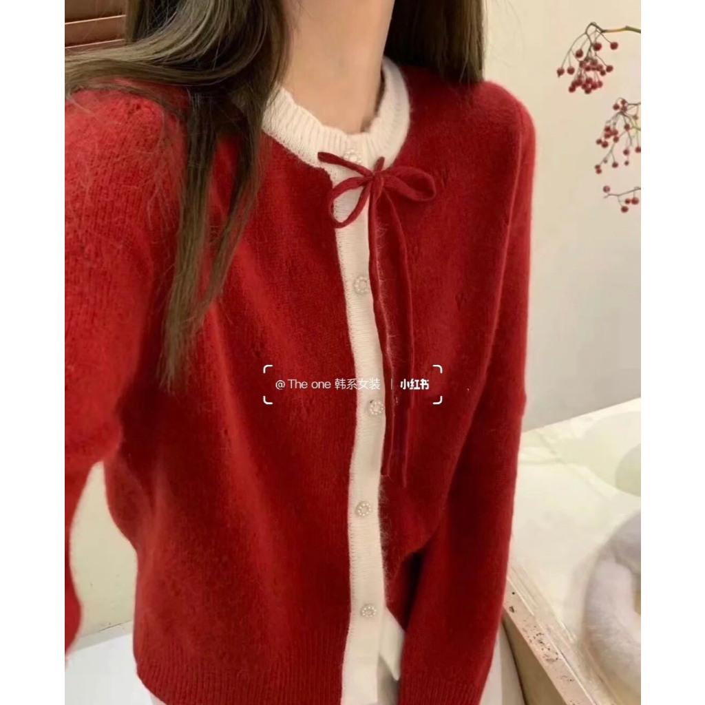 Áo Cadigan Len Nữ, Áo Len Dệt Kim Phối Viền Bèo Cổ 2 Màu Cột Nơ Dáng Vừa Phong Cách Hàn Quốc Dễ Thương Qccc Shopquacam | BigBuy360 - bigbuy360.vn