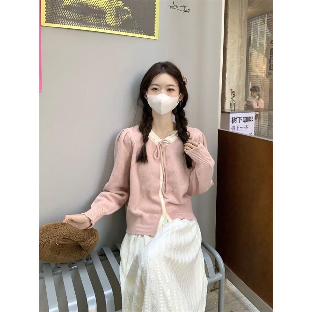 Áo Cadigan Len Nữ, Áo Len Dệt Kim Phối Viền Bèo Cổ 2 Màu Cột Nơ Dáng Vừa Phong Cách Hàn Quốc Dễ Thương Qccc Shopquacam | BigBuy360 - bigbuy360.vn