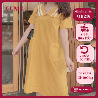  Váy Bầu mùa hè Bigsize Gume Đầm Bầu công sở Dáng Suông Vải Đũi Hàn Mềm Mặc Đi Chơi Mặc Ở Nhà MB216 