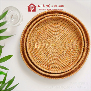  Khay Mây Tre Đan Cao 3cm NHÀ MỘC DECOR Khay Đồ Ăn Uống Decor Trong Nhà Hàng Khách Sạn Tiệm Trà 