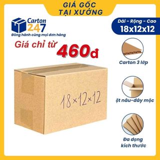   COMBO 10  18x12x12 Hộp bìa carton đóng hàng 3 lớp hộp giấy gói hàng giá rẻ - Carton 247 