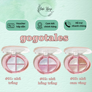 Bảng Phấn Mắt GOGO TALES 4 Ô Nhũ Lì, Quả Trứng Mini Bỏ Túi, Glittering Colorful