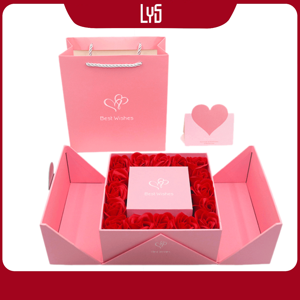Hộp đựng trang sức LYS - Hộp quà tặng trang sức hoa hồng lãng mạn, tinh tế 7011
