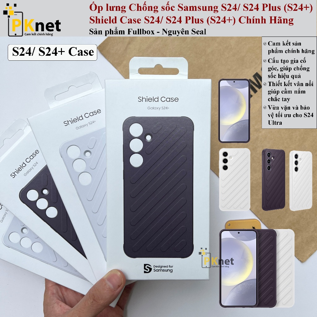 Ốp lưng chống sốc Samsung S24/ S24+ (S24 plus) Chính Hãng, Shield Case S24/ S24+ Fullbox, Nguyên Sea