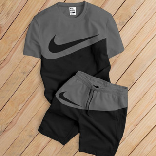 bộ nam thể thao, bộ quần áo nam mùa hè thể thao cộc tay cổ tròn vải co giãn thoảng mát