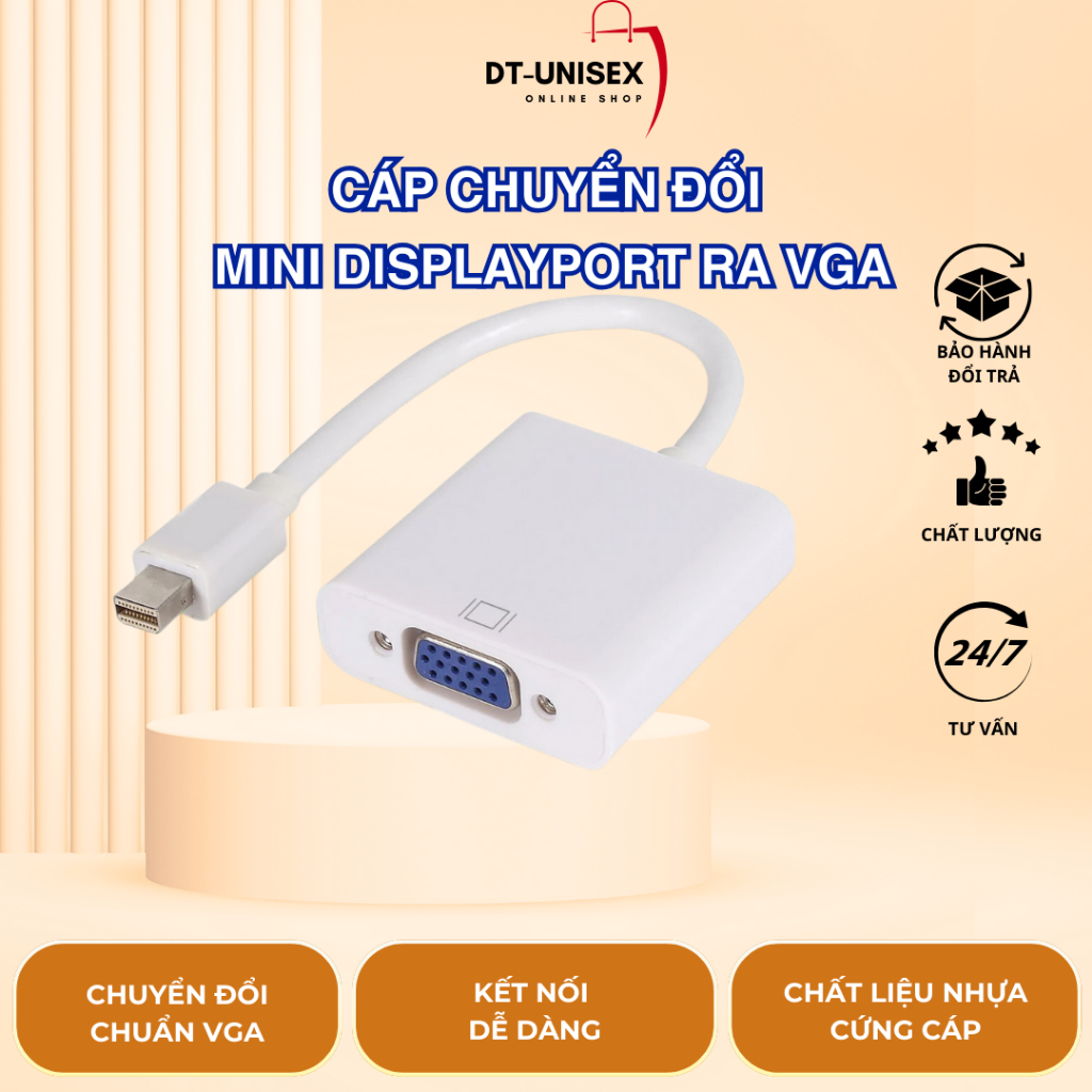 Cáp Chuyển Mini Displayport Sang VGA - Thunderbolt To VGA, Mini DP To VGA