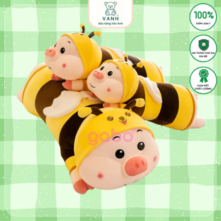 Gấu bông heo ong, Heo Bông Cosplay Ong Vàng, đồ chơi nhồi bông con heo gối ôm cho bé gối ôm dài, hình thú, cute K3T2