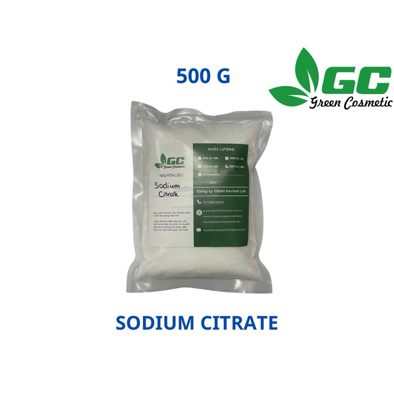 [HCM] Sodium Citrate - nguyên liệu mỹ phẩm/thực phẩm Greencosmetic 100g, 500g