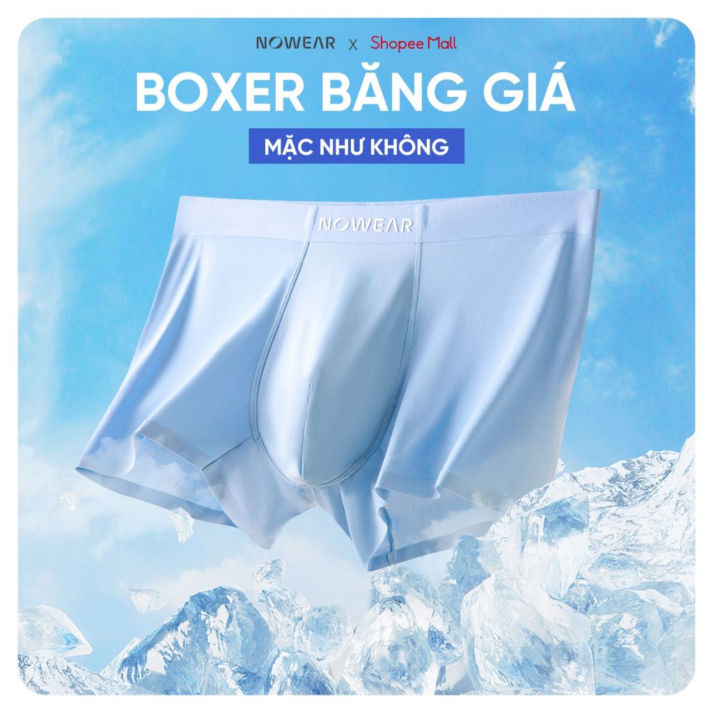 Quần lót nam Boxer thun lạnh NOWEAR cao cấp, Combo 3 quần xì nam PROFIT co giãn chính hãng không viền may