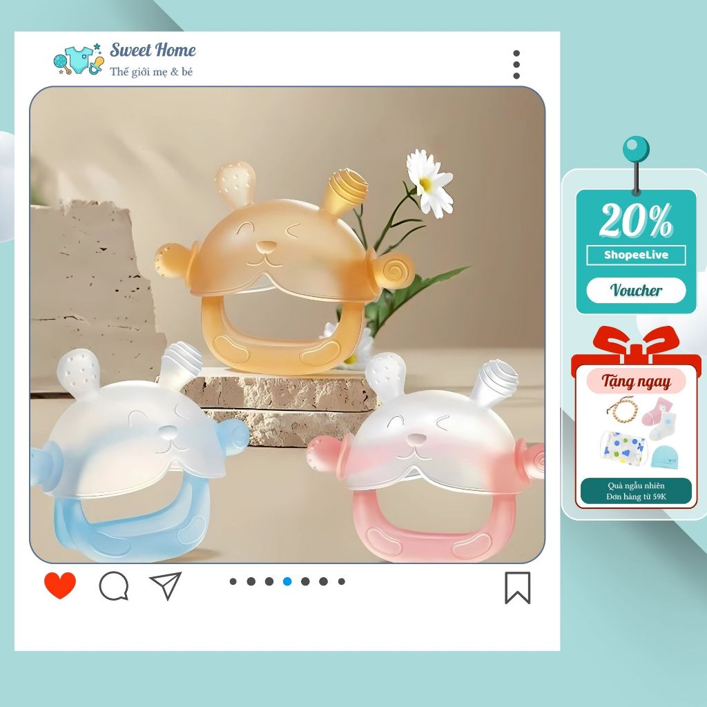 Gặm Nướu Cho Bé Xỏ Tay Silicon Đồ Chơi Ngậm Nướu Hình Núm Ti An Toàn Cao Cấp