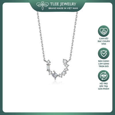 Dây chuyền bạc nữ TLEE mặt dải đá cong lấp lánh Cubic TLEE JEWELRY D0197