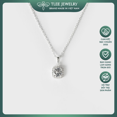 Dây chuyền bạc nữ TLEE mặt vuông đính đá cao cấp TLEE JEWELRY D0156