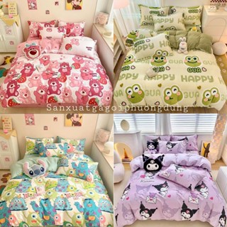 Bộ 5 món ga trải giường và vỏ gối chăn phao trần bông cotton poly , nhiều kích thước giường