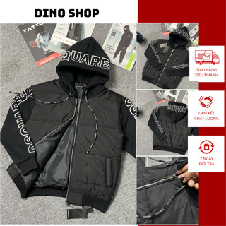 Áo Khoác Phao DSQ Phối Mũ Nỉ In CHữ Cánh Tay Siêu Đẹp -Áo Khoác Phao Nam Boy Phố Cực Chất