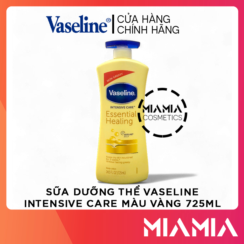 Sữa Dưỡng Thể Vaseline Intensive Care Essential Healing Chai Màu Vàng 725ml - Kem Dưỡng Body Vaselin