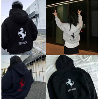 U1- Áo Hoodie Zip FERRARI Full Hình Thêu Cao Cấp Sắc Nét, Áo Hoodie Nam Nữ Form Rộng Basic #2024