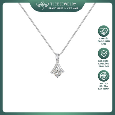 Dây chuyền bạc nữ TLEE dáng giọt nước đính đá Alluring Beautiful TLEE JEWELRY D0210