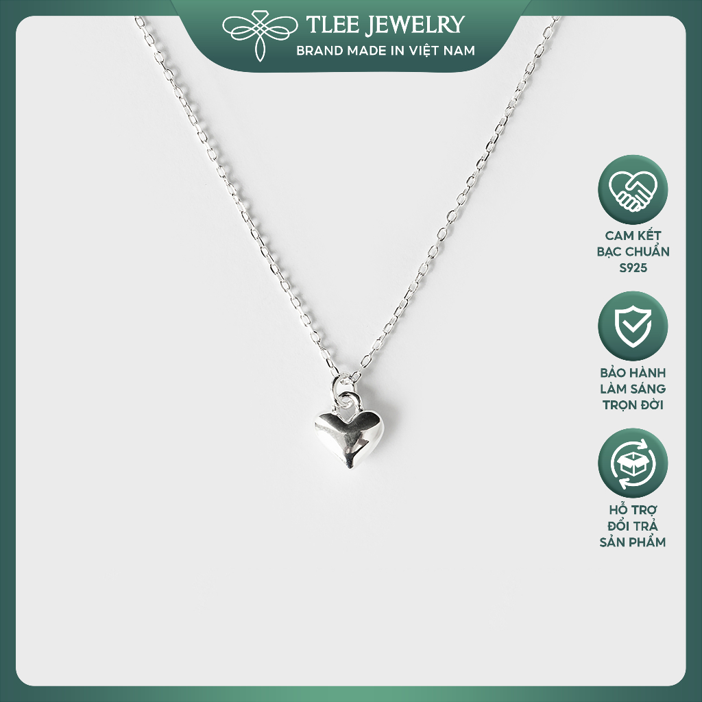Dây chuyền bạc nữ TLEE trái tim phồng basic TLEE JEWELRY D0155