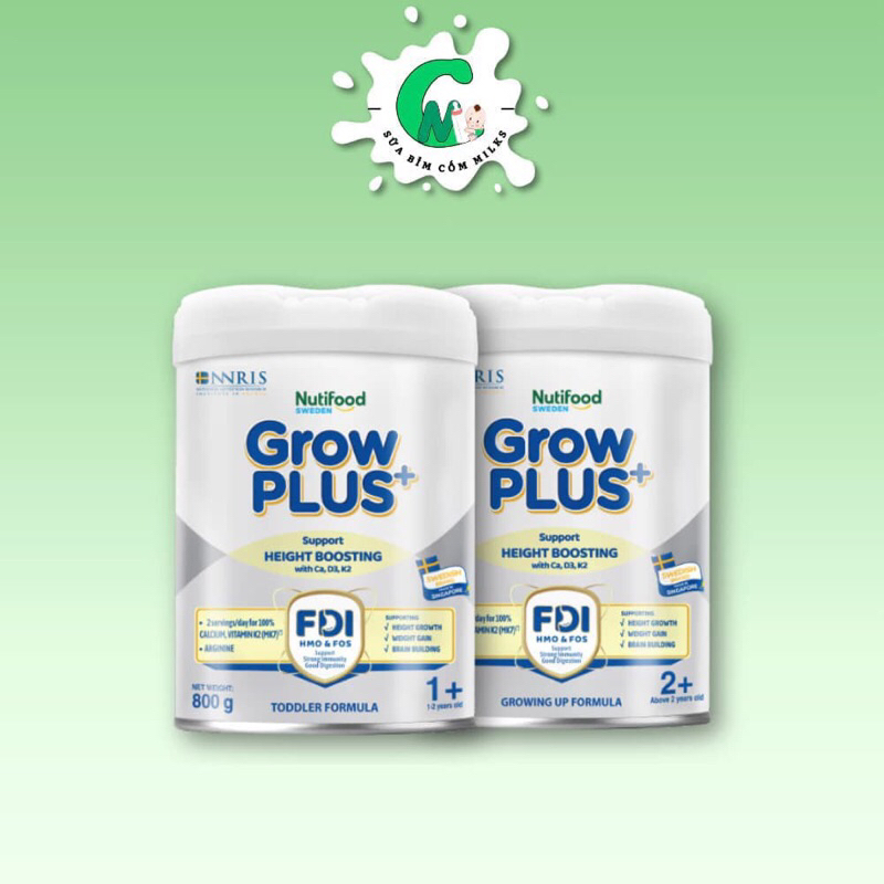 Sữa Bột Nutifood Sweden GrowPLUS+ bạc (Cao lớn vượt trội (Bạc) 800g