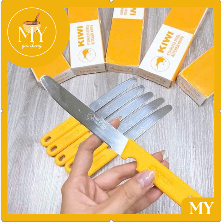 Dao cắt gọt hoa quả, trái cây kích thước 21cm cán nhựa màu vàng - Dao cán nhựa vàng, dao Kinwi cắt t