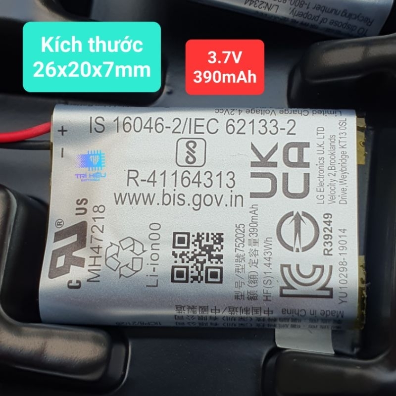 [ 2 viên] Pin ion lithium 3.7V 230mAh 390mAh 410mAh