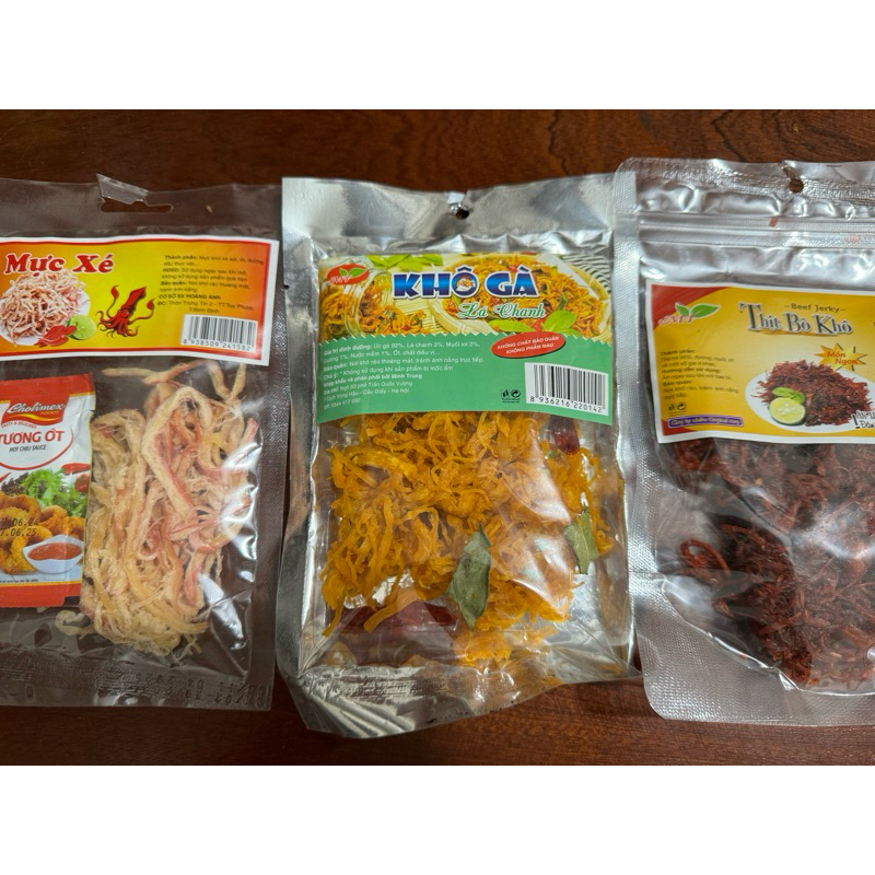 Tổng hợp các loại khô gà, khô bò, mực xé khô