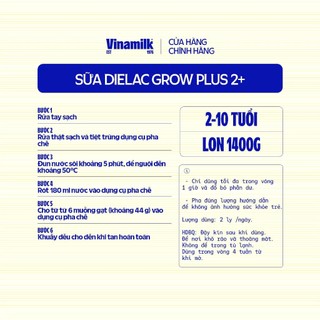[HSD T11-2027] [Mẫu Mới] COMBO 2 LON Sữa Bột Dielac Grow Plus 2+ HT 1400g (Cho Trẻ Từ 2 - 10 Tuổi).