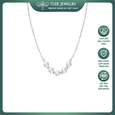 Dây chuyền bạc nữ TLEE mẫu ngọc trai nhân tạo mix dây hoa chặn lấp lánh TLEE JEWELRY D0209