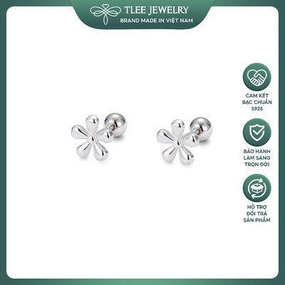 Bông tai bạc TLEE hoa nhí chốt bi vặn mini xinh xắn TLEE JEWELRY B0334
