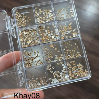  Set đá nail giả úc size mini siêu sáng màu vàng trà  08  