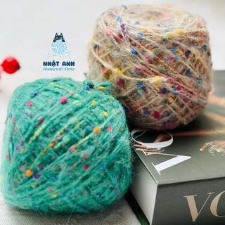  Len Mohair sợi to mix pompom 50g 