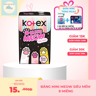 Băng vệ sinh Kotex Mini Meow siêu mềm 24cm (Gói 8 miếng)-CHÍNH HÃNG